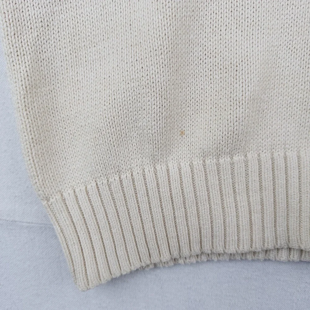 90's Vtg Polo Ralph Lauren Knit Sweater Mens XL Cream Beige Pima Cotton Crewneck